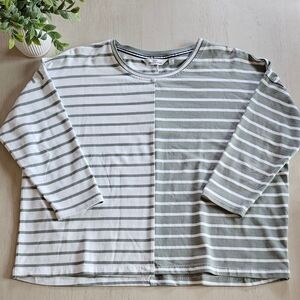 Vineyard Vines Sage Green & White Striped Long Sleeve Top